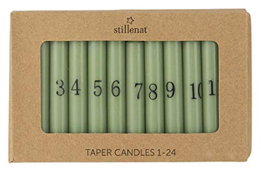 IB Laursen - Adventskerzen - Kalenderkerzen - 1-24 - Grün - mit schwarzen Zahlen - 24er Set im Sale